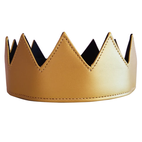 Gold Vegan Leather Crown Kings Crown Queens Crown