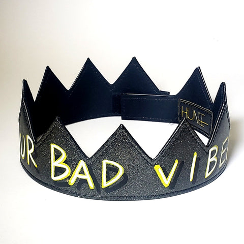 Fuck Your Bad Vibes leather crown