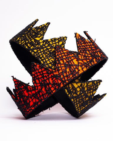 Orange and yellow abstract fabric crown