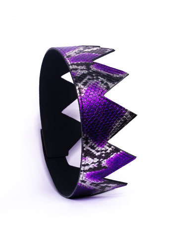 Purple and Silver Snakeskin Leather Crown