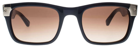 Shiny Black with Gold Tone Metal Wayfarer Sunglasses