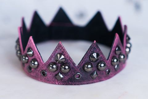 The Regalia Antique Raspberry Leather Crown