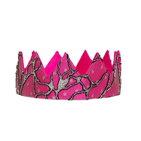 HOT PINK Webbed Glitter Crown