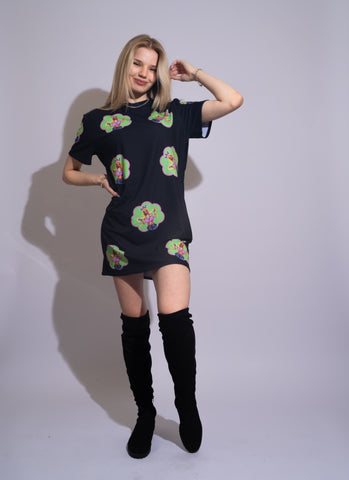 Britney Illustration Top / Dress ( Black) By Hi Hairy