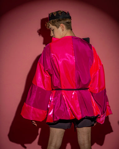 Unisex Oversized Pink + Black Reversible Pattern Jacket By Hi Hairy