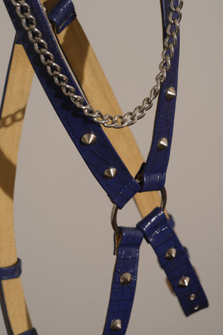Snakeskin Leather Harness with Chain (Various Colors)