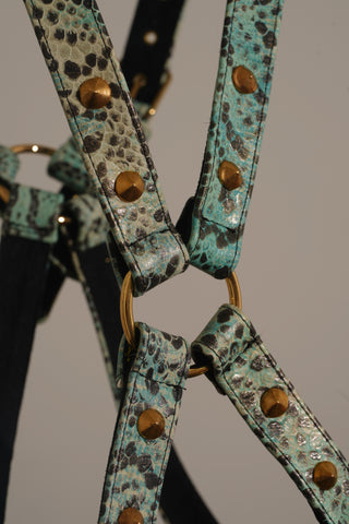 Snakeskin Patern Leather Harness  (Various Colors)
