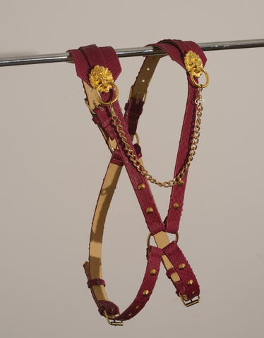 Snakeskin Leather Harness with Chain (Various Colors)