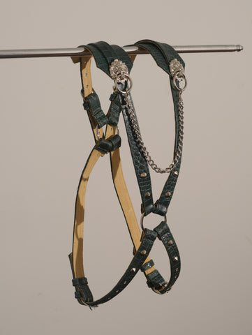 Snakeskin Leather Harness with Chain (Various Colors)