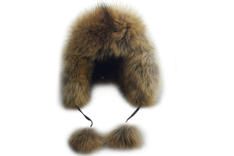 Fur Trapper Hat with Gold Label