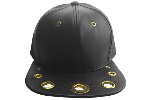 Black "Bullet" Faux Leather Cap