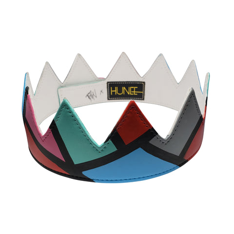 white blue red silver pink leather crown
