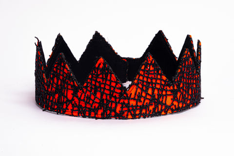 Orange and black abstract fabric crown