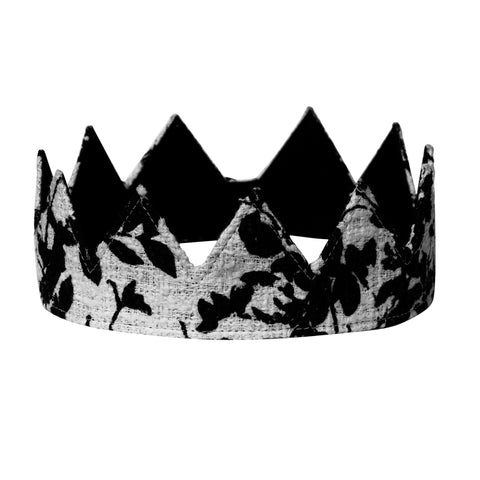 black and white orchid fabric crown