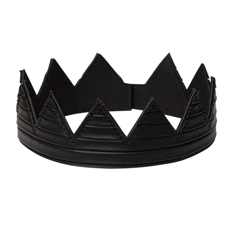 Black pleated leather crown kings crown queens crown
