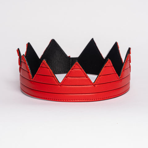 Red pleated leather crown kings crown queens crown