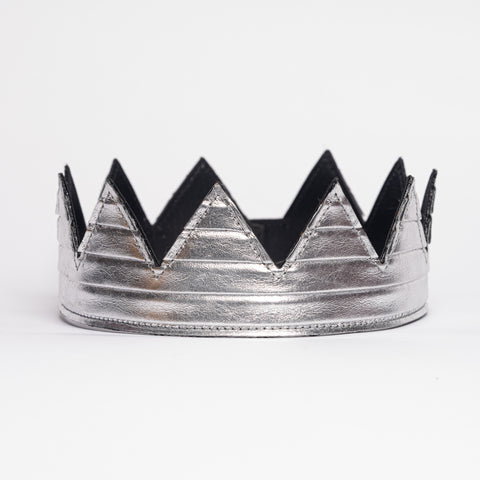 Silver pleated leather crown kings crown queens crown