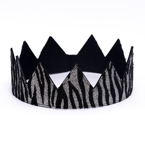 Black and Silver Glitter Zebra Crown