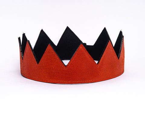 Orange Crocodile Skin Leather Crown
