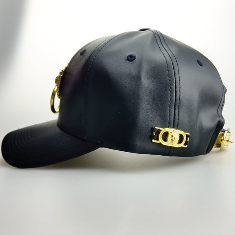 Faux Leather Curved Bill Lion Head Cap ( various colors)