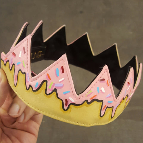 hand painted sprinkled donut leather crown