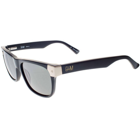 Shiny Black with Gold Tone Metal Wayfarer Sunglasses (Men's)